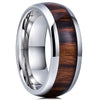 Luxury 8mm Koa Wood Inlay Tungsten Celtic Ring For Men Women Dome Polished Stainless Steel Engagement Ring Men Wedding Jewelry