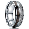 Luxury 8mm Koa Wood Inlay Tungsten Celtic Ring For Men Women Dome Polished Stainless Steel Engagement Ring Men Wedding Jewelry