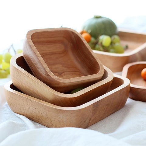 Square Wood Bowl - 4 Sizes