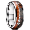 Luxury 8mm Koa Wood Inlay Tungsten Celtic Ring For Men Women Dome Polished Stainless Steel Engagement Ring Men Wedding Jewelry