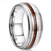 Luxury 8mm Koa Wood Inlay Tungsten Celtic Ring For Men Women Dome Polished Stainless Steel Engagement Ring Men Wedding Jewelry