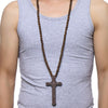 Jesus Christ Cross Necklace With Wood Beads
