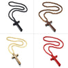 Jesus Christ Cross Necklace With Wood Beads