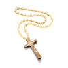 Jesus Christ Cross Necklace With Wood Beads