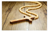 Jesus Christ Cross Necklace With Wood Beads