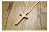 Jesus Christ Cross Necklace With Wood Beads