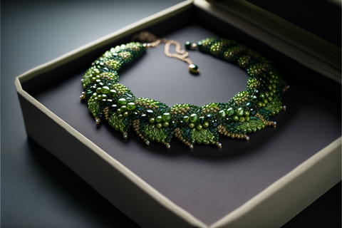 green necklace made with beads